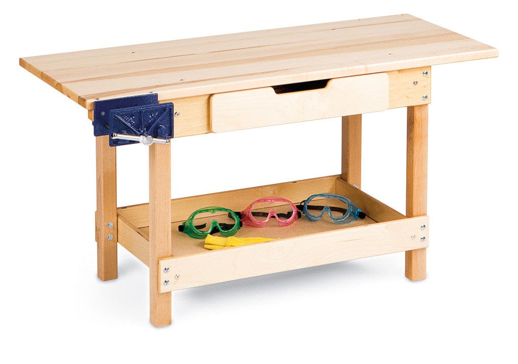 Heavy Duty Workbench with Storage Drawer - Sturdy Metal Frame & Wooden Top for Garage, Workshop, and DIY Projects