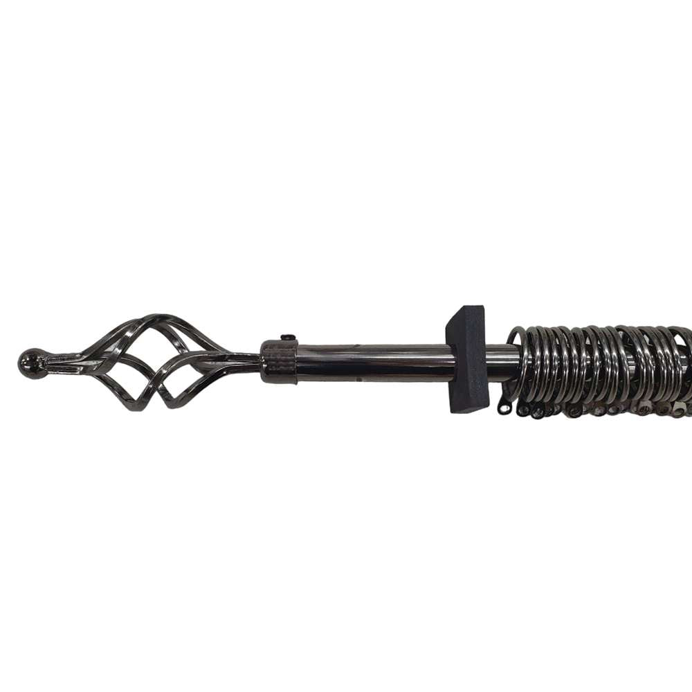 CK Expandable Curtain Rod 19mm x 1.6-3.0m with Rings, Brackets & Finials - Black | Perfect for Living Room, Bedroom & Window Treatments