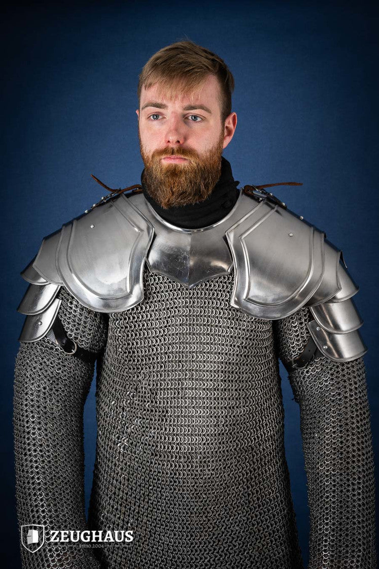 Polished Warrior Pauldrons - Medieval Armor Shoulder Guards for LARP, Cosplay & Renaissance Fairs | Authentic Knight Costume Accessory