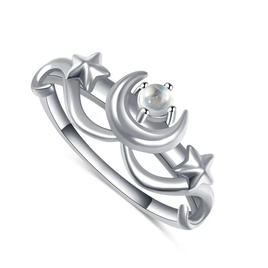 Luna Silver Ring for Women - Elegant Sterling Silver Moon Ring - Perfect for Everyday Wear, Gift Giving & Special Occasions
