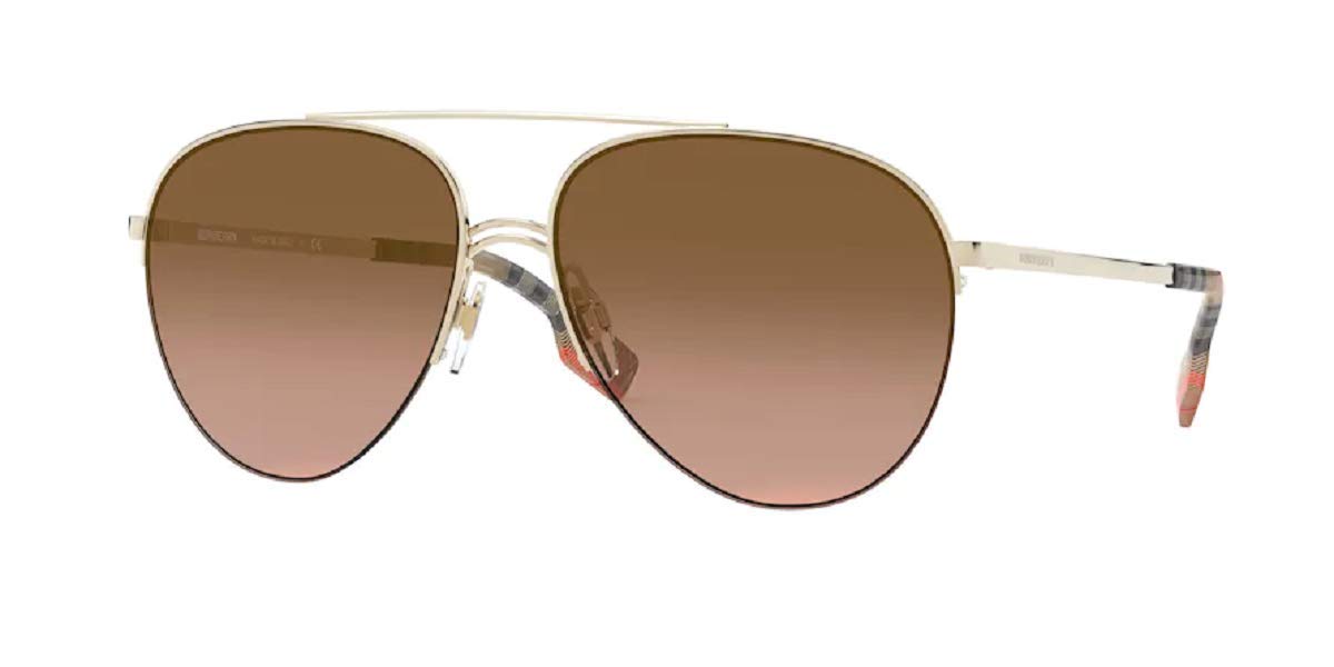 BURBERRY BE3113 Ferry Pilot Sunglasses for Women - Luxury Aviator Style with UV Protection + Free Eyewear Care Kit | Perfect for Driving, Travel & Fashion Accessories