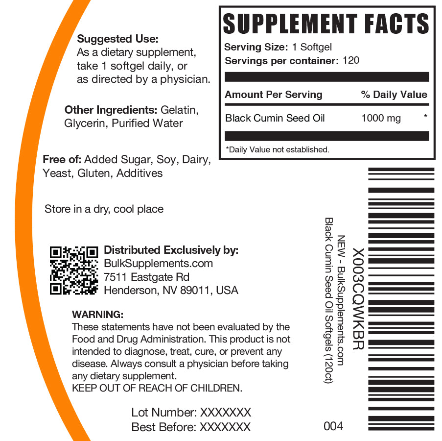 Premium Black Cumin Seed Oil Softgels - Cold Pressed Nigella Sativa Supplement for Immune Support & Wellness - Perfect for Daily Health Routine & Natural Remedies