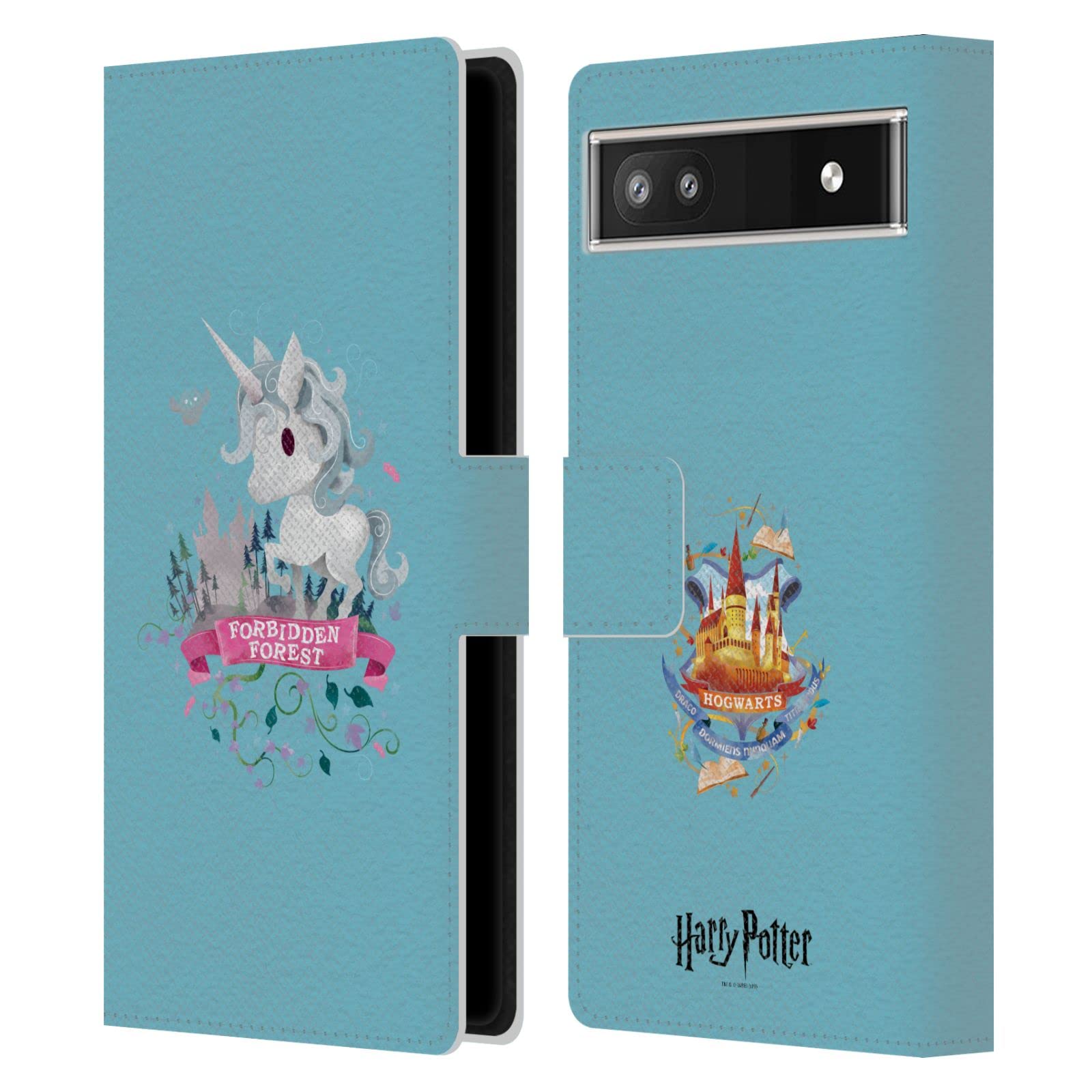 Harry Potter Unicorn Deathly Hallows II Leather Book Wallet Case for Google Pixel 6a – Officially Licensed by Head Case Designs – Perfect for Fans, Gifts, and Everyday Protection