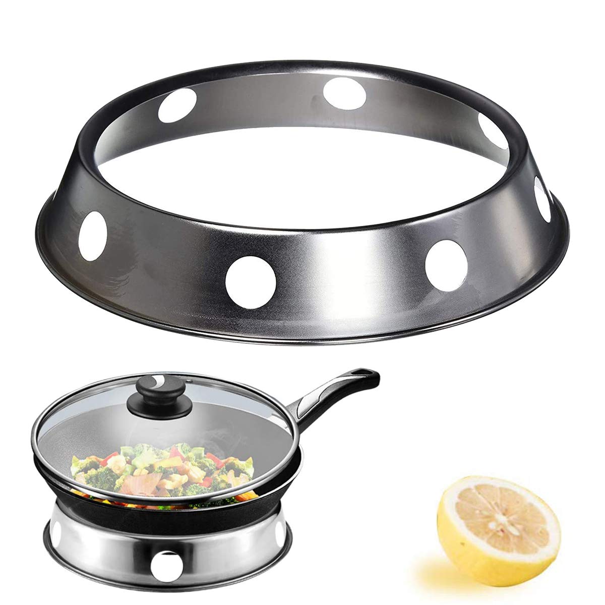 CHXIHome 2-Pack Stainless Steel Pot Rack - Reversible Round Pan Stand Stove Rack & Wok Ring Holder - Durable Kitchen Utensil Organizer (28cm) - Perfect for Stovetop Cooking, Space Saving & Organizing Pots & Pans