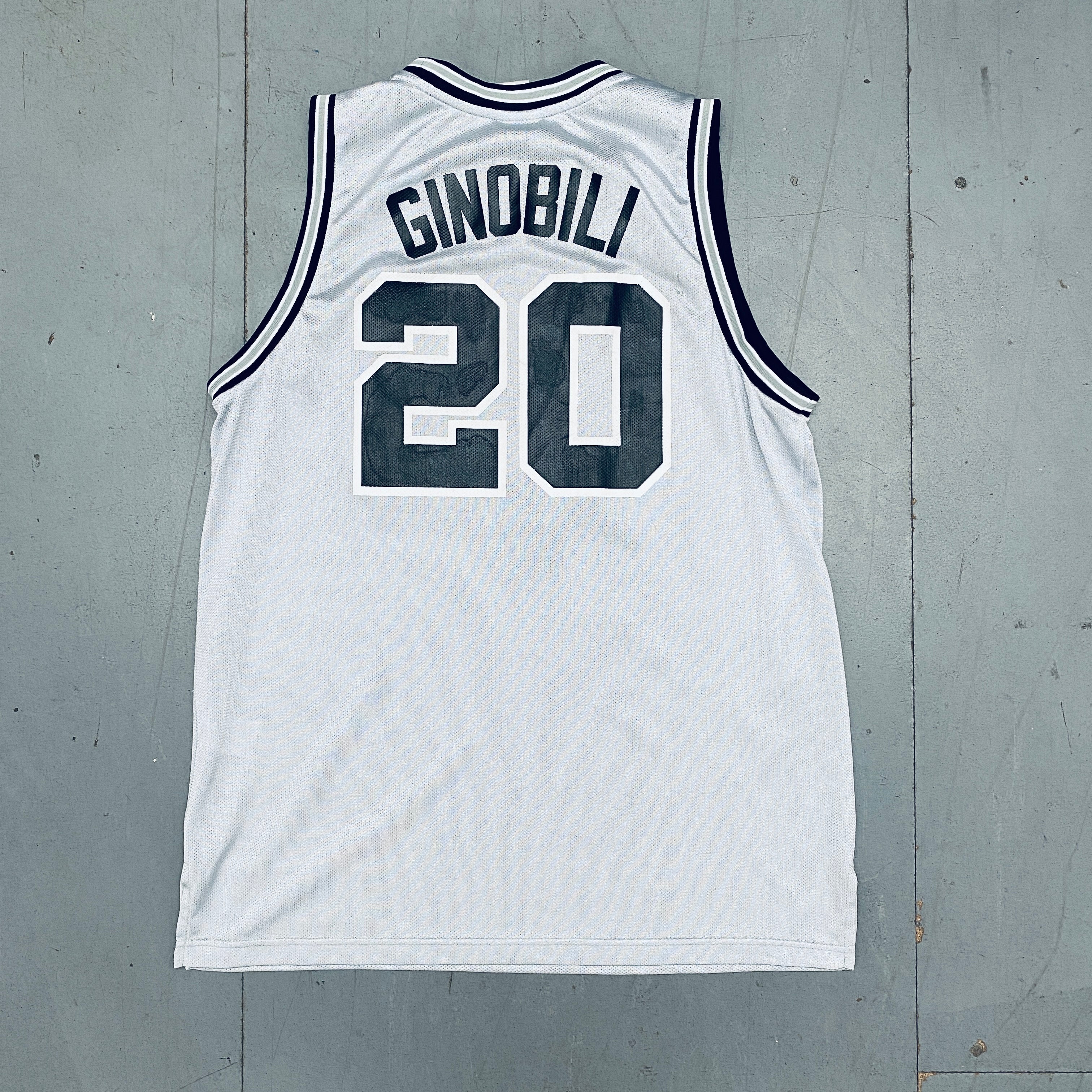 Authentic Reebok Manu Ginobili San Antonio Spurs 2002-03 Rookie Silver Jersey (Size L) - Perfect for NBA Fans, Collectors, and Game Day Outfits