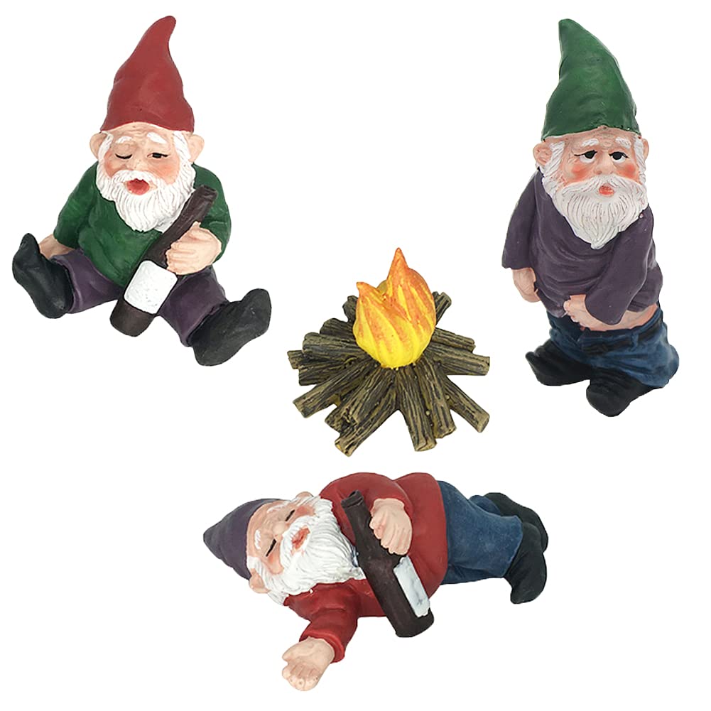 MUAMAX Miniature Gnome Figurines Set of 4 - Cute Fairy Garden Decor for Outdoor & Indoor Use - Perfect for Garden, Yard, Patio, and Home Decoration