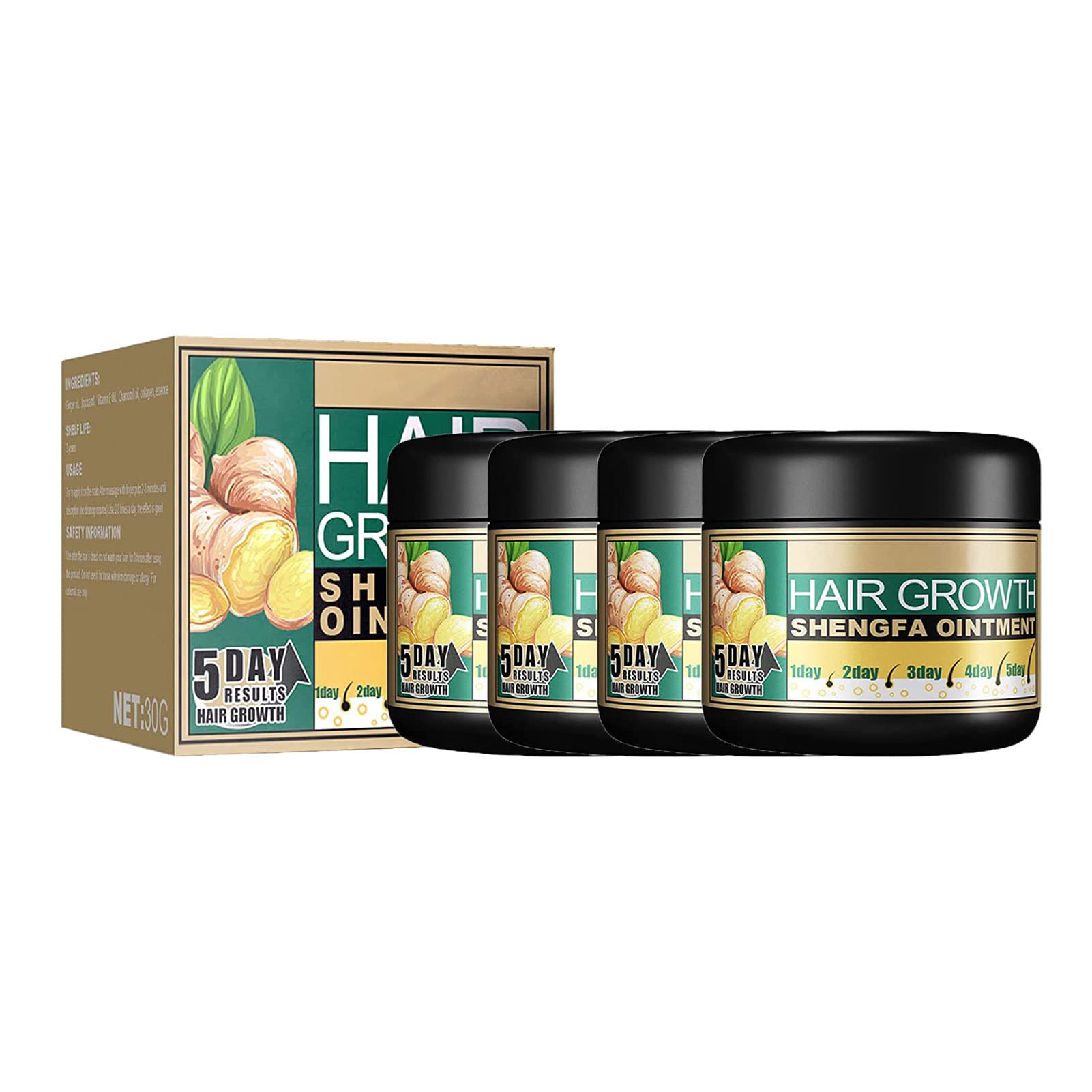 InstaGrow Hair Growth Ginger Cream - Natural Hair Regrowth Serum with Ginger Extract for Men & Women (4 Pack) - Promotes Thicker, Healthier Hair for Daily Use & Scalp Care