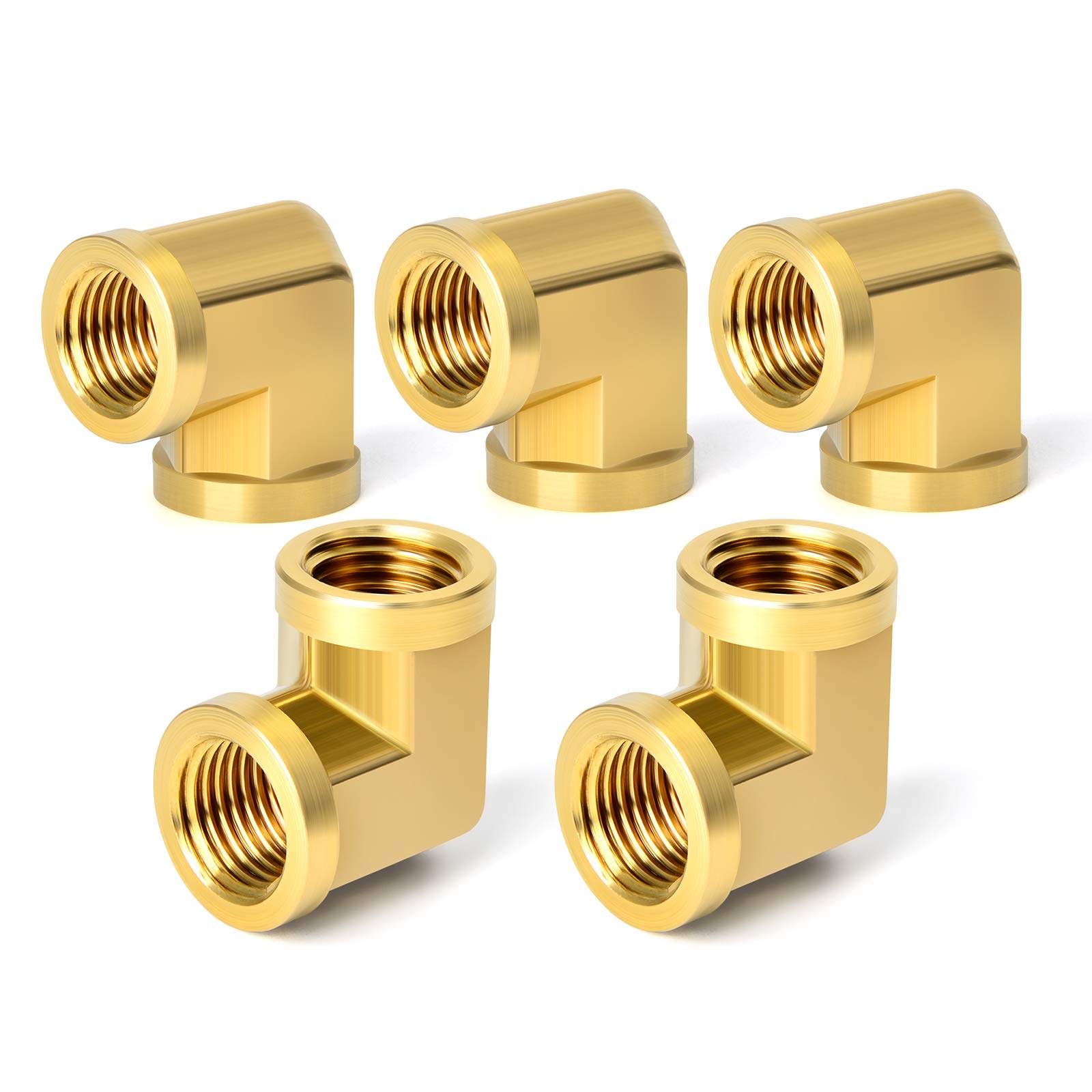 TAISHER 2-Pack 90 Degree Barstock Street Elbow, 1/2 Inch NPT Female to Female Brass Pipe Fitting - Perfect for Plumbing, HVAC, and Industrial Applications