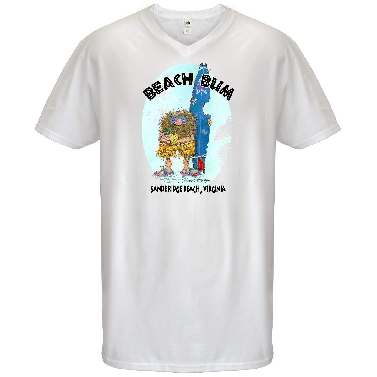 Inktastic Beach Bum Sandbridge Beach Men's V-Neck T-Shirt - Gary Patterson - Perfect for Summer Vacations and Casual Outings