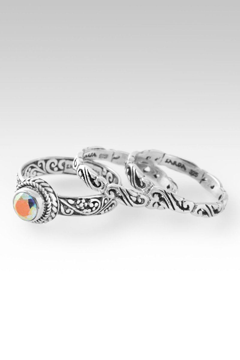 Gracious Spirit 3-Piece Ring Set in Mercury Mist Mystic Topaz - Elegant Stackable Rings for Women, Perfect for Everyday Wear, Gift Giving & Special Occasions