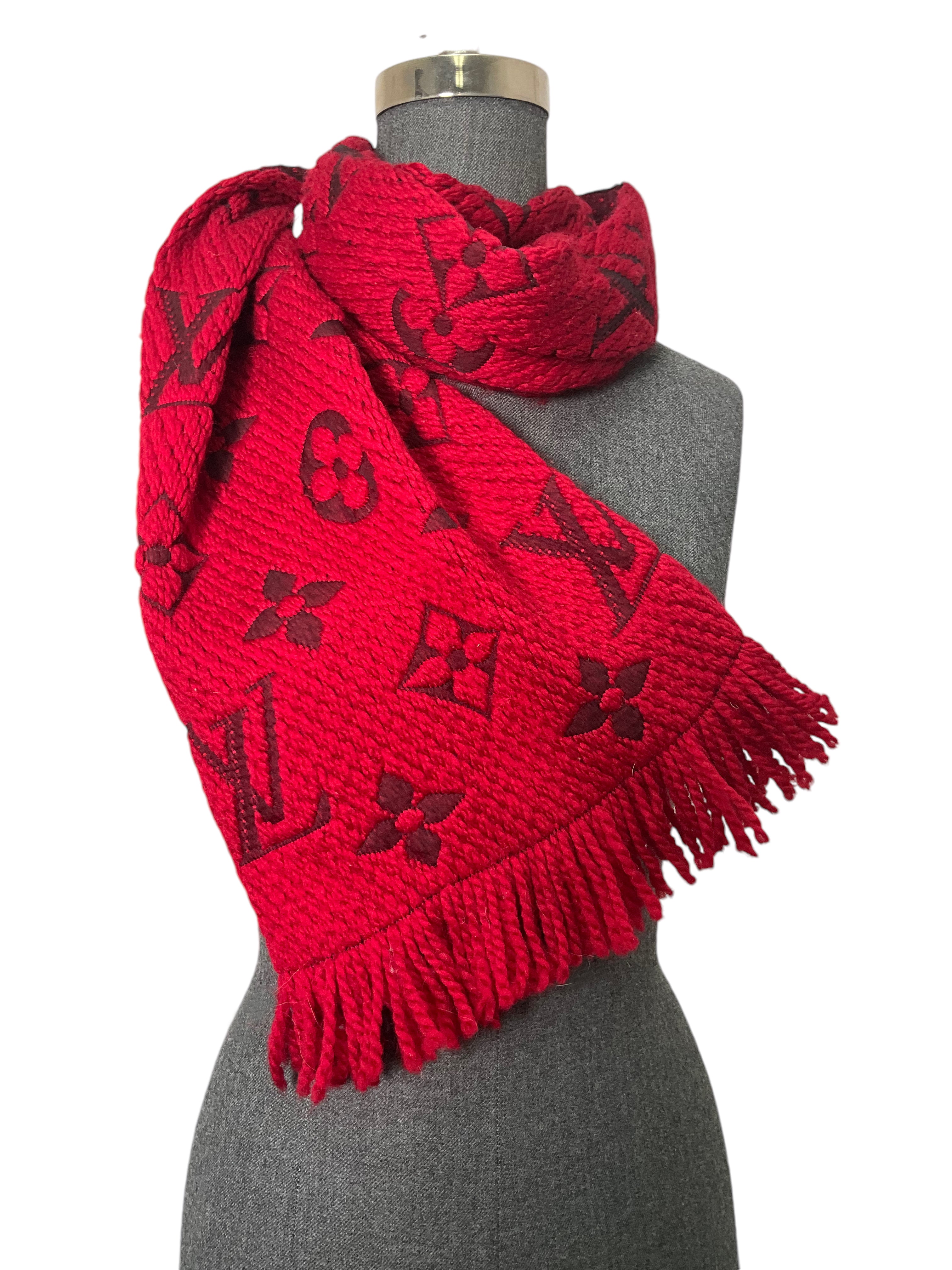 Authentic Louis Vuitton Monogram Logomania Fringe Scarf - Luxury Designer Cashmere Shawl for Women - Perfect for Parties, Travel & Fashion Accessories