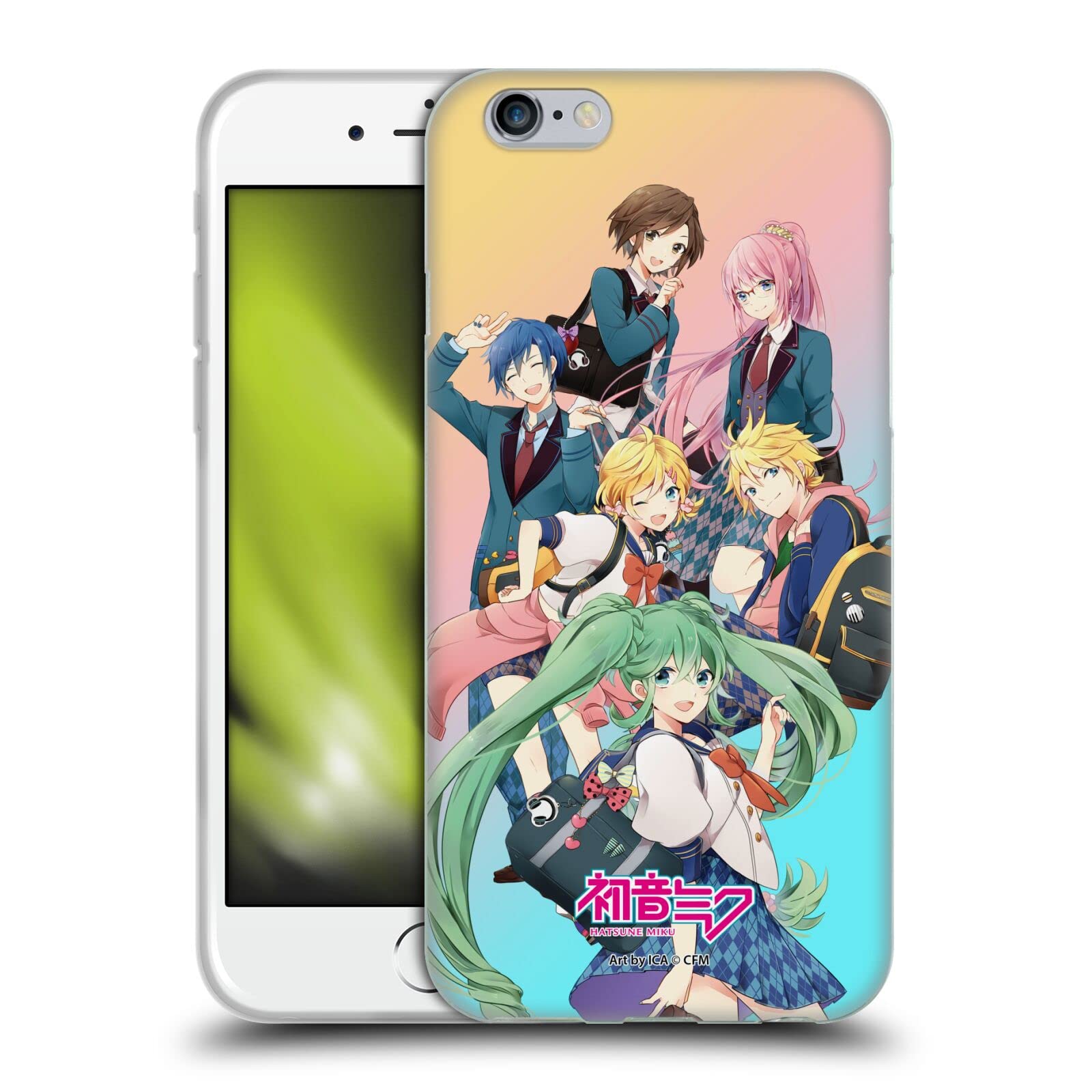 Officially Licensed Hatsune Miku Anime Soft Gel Phone Case for Apple iPhone 6/6s - Cute High School Virtual Singer Design - Perfect for Fans, Cosplay & Everyday Use