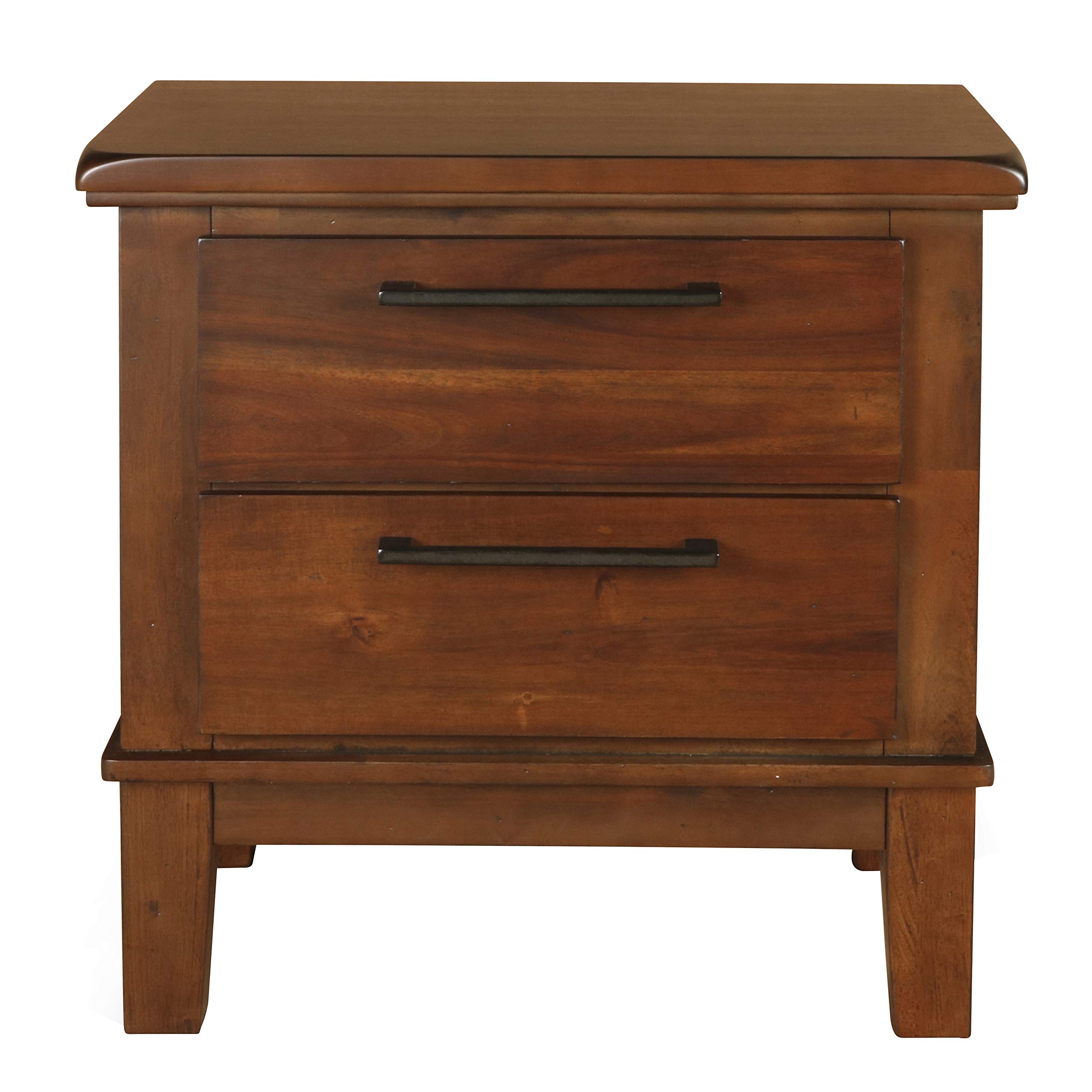 Benjara Brown Wooden Nightstand with Chamfered Legs & 2 Spacious Drawers - Bedroom Side Table for Bed, Living Room, or Guest Room