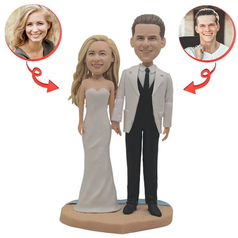 Custom Wedding Cheongsam Bobblehead - Personalized Couple Figurine for Wedding Favors, Anniversary Gifts & Home Decor