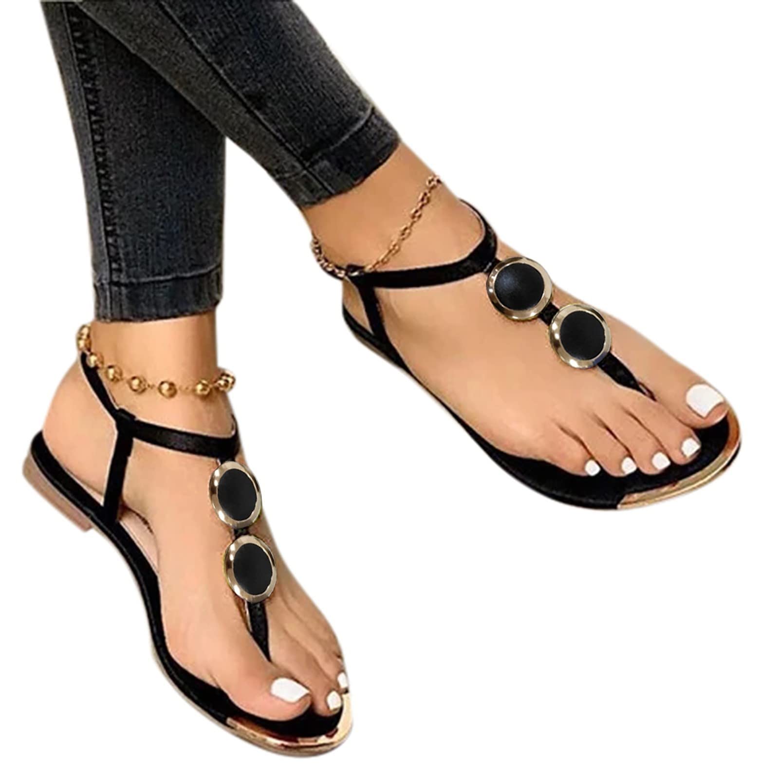 Women's Casual Strap Sandals - Comfortable Summer Flip Flops with Open Buckle Roman Toe Design for Outdoor Walking, Beach, and Travel | BT532