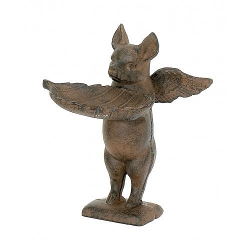 Upper Deck Cast Iron Flying Pig Butler Birdfeeder - Unique Garden Decor for Outdoor Bird Watching & Patio Ornament