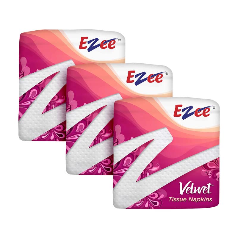 Ezee Velvet Tissue Paper Napkins 300 Pulls - Ultra Soft & Highly Absorbent Facial Tissues | Pack of 3 x 100 Pulls | Perfect for Home, Office, Parties & Travel