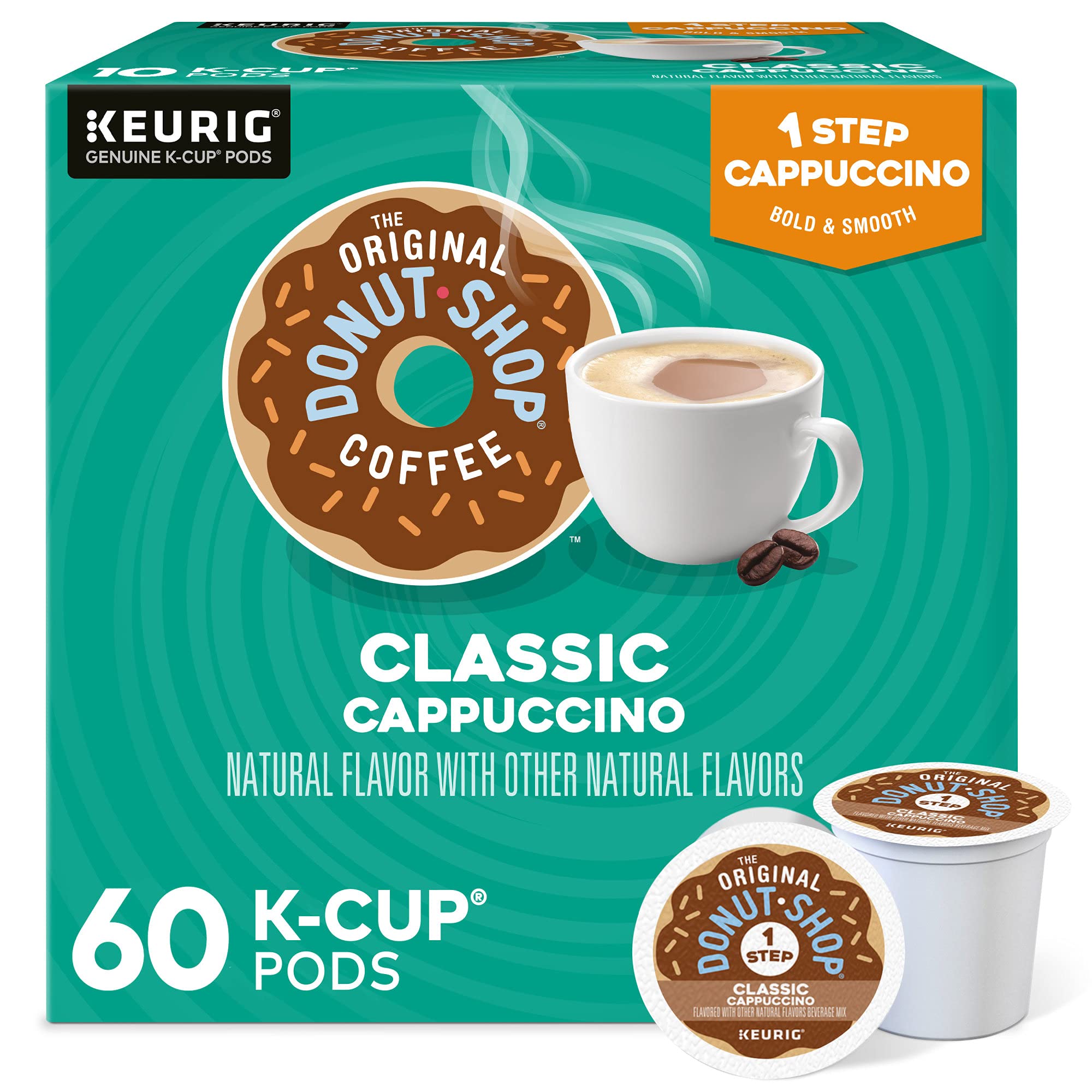The Original Donut Shop Classic Cappuccino K-Cup Pods for Keurig - 60 Count (6 Packs of 10) | Rich & Creamy Single-Serve Coffee | Perfect for Breakfast, Office or Afternoon Break
