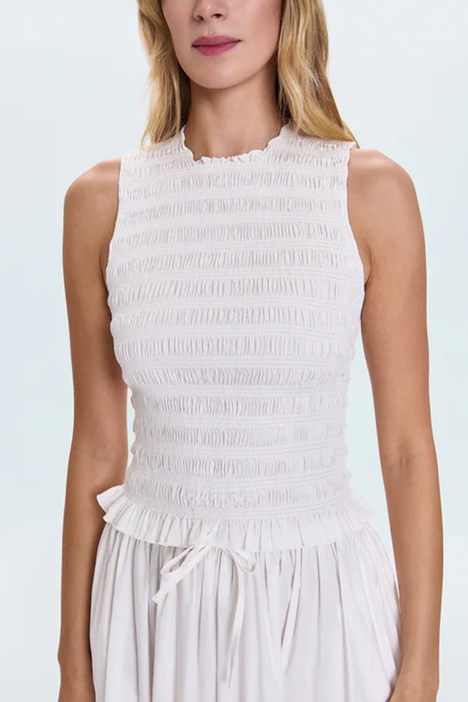 Phoebe Smocked Tank Top for Women | Elegant White Blouse | Summer Casual Wear, Beach Outfits & Date Night Dresses