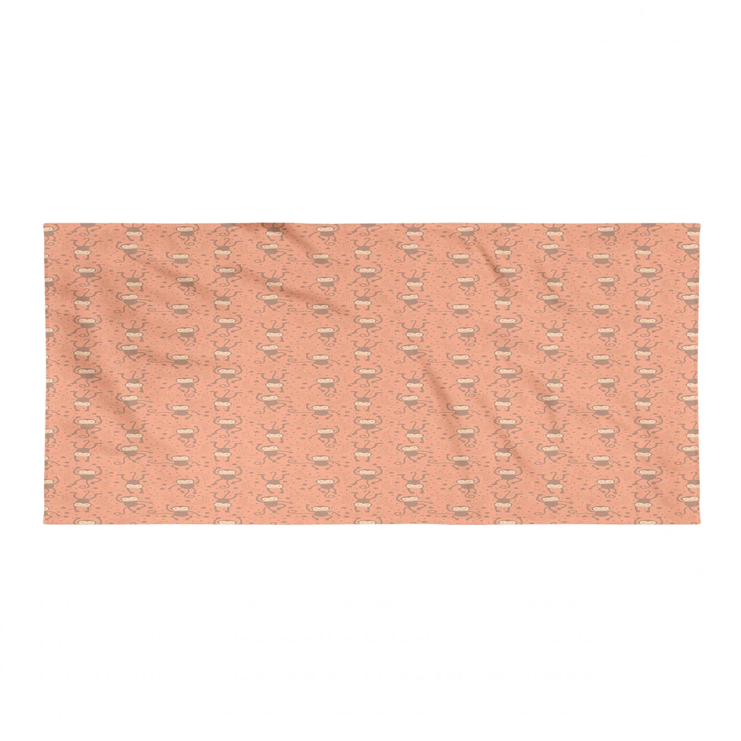 Ambesonne Funny Monkeys Camping Towel - Quick Dry Lightweight Microfiber Travel Towel for Backpacking, Hiking & Beach - Cartoon Dancing Stars Bananas Design in Umber & Burnt Sienna - Perfect for Outdoor Adventures, Gym & Pool Use