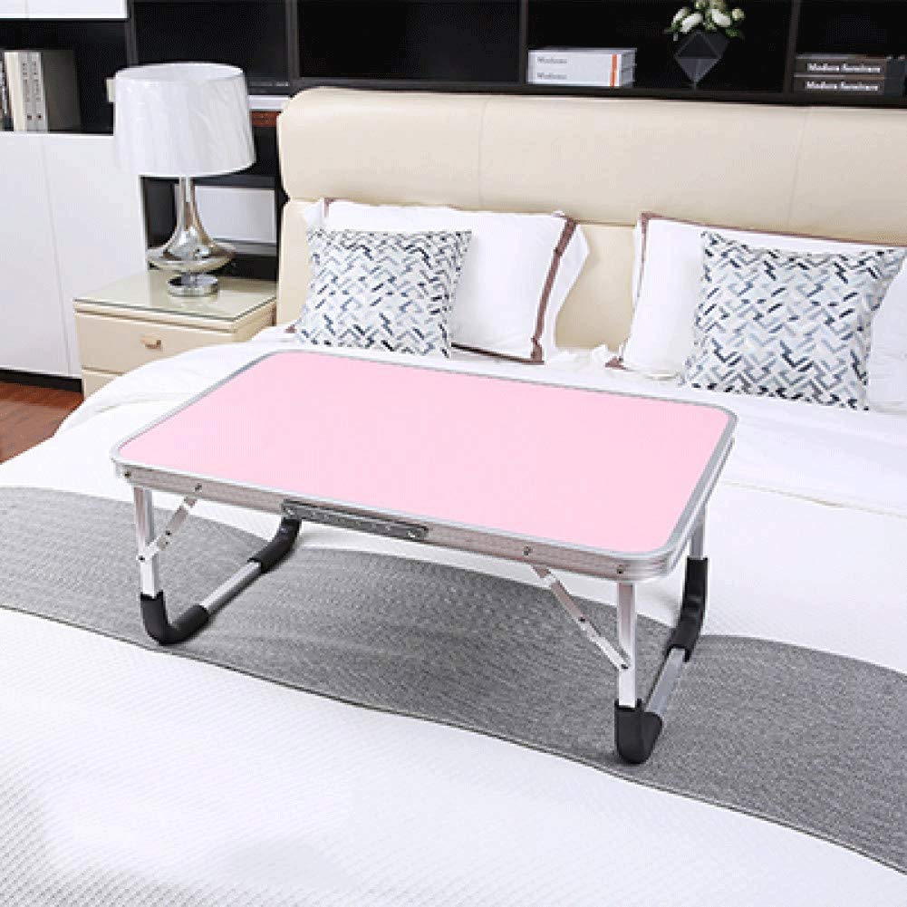 Pink Adjustable Folding Laptop Desk - Portable Bed Tray Table with Steel Stand for Studying, Working & Eating in Bed, Office or Dorm Room