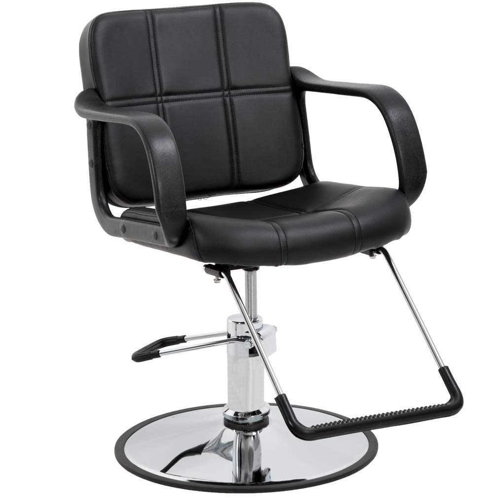 Premium Heavy Duty Hydraulic Barber Chair - Salon Styling Swivel Shampoo Hair Cutting Chair with Pump, Black - Perfect for Professional Salons, Barber Shops & Home Styling Stations