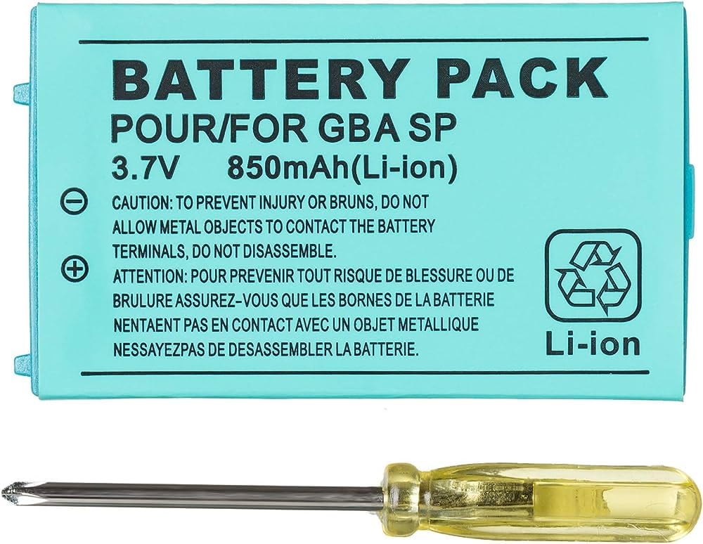 Original Nintendo Gameboy Advance GBA SP Replacement Battery 3.7V 850mAh with Screwdriver - Perfect for Gaming On The Go & Console Repair