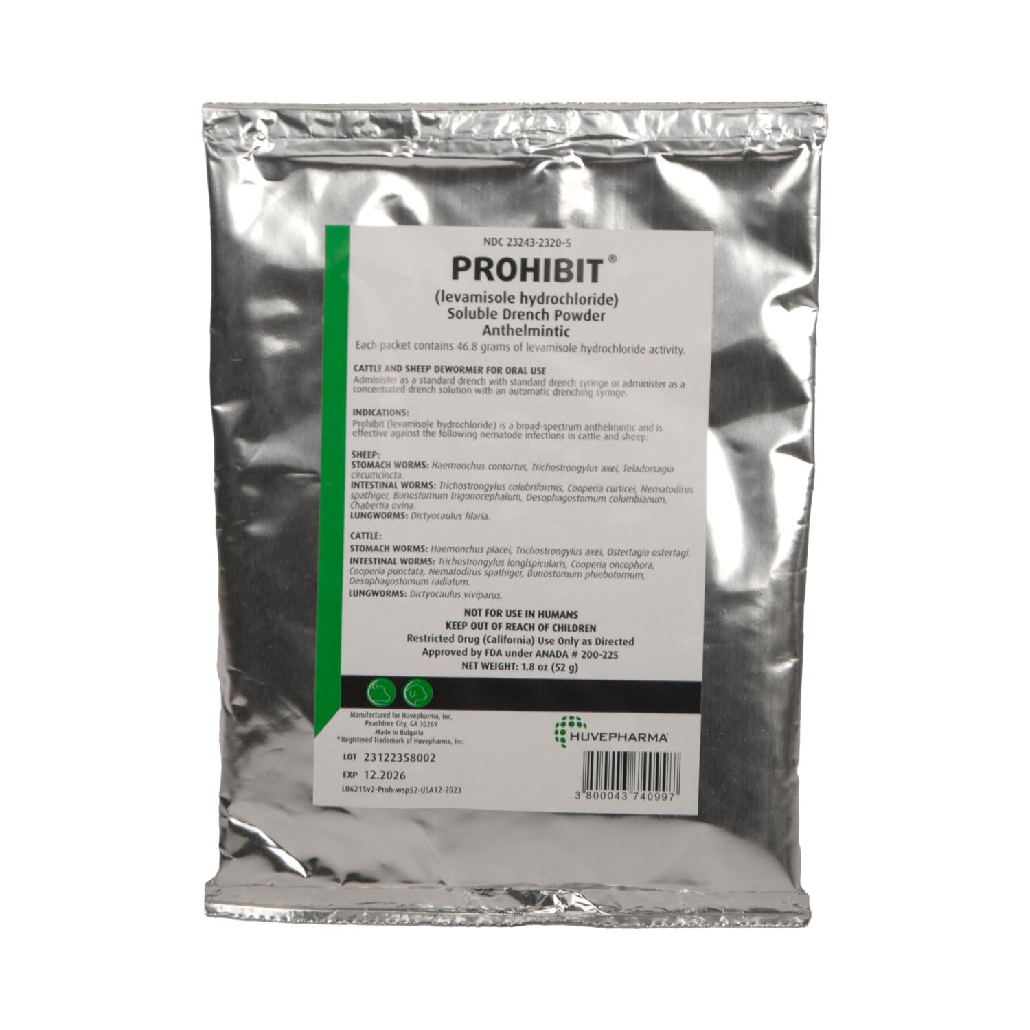 Prohibit Soluble Drench Powder for Livestock - Fast-Acting Parasite Control for Cattle, Sheep & Goats | Ideal for Pasture Rotation & Herd Health Management