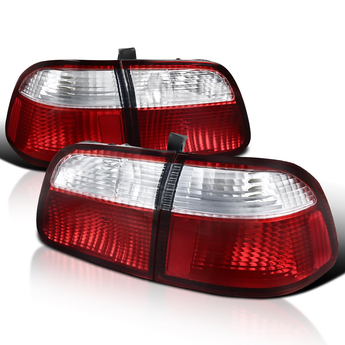 Spec-D Tuning Red LED Tail Lights for 1999-2000 Honda Civic 4-Door Sedan - Left & Right Pair Assembly - Enhanced Style & Night Visibility for Street & Show Cars