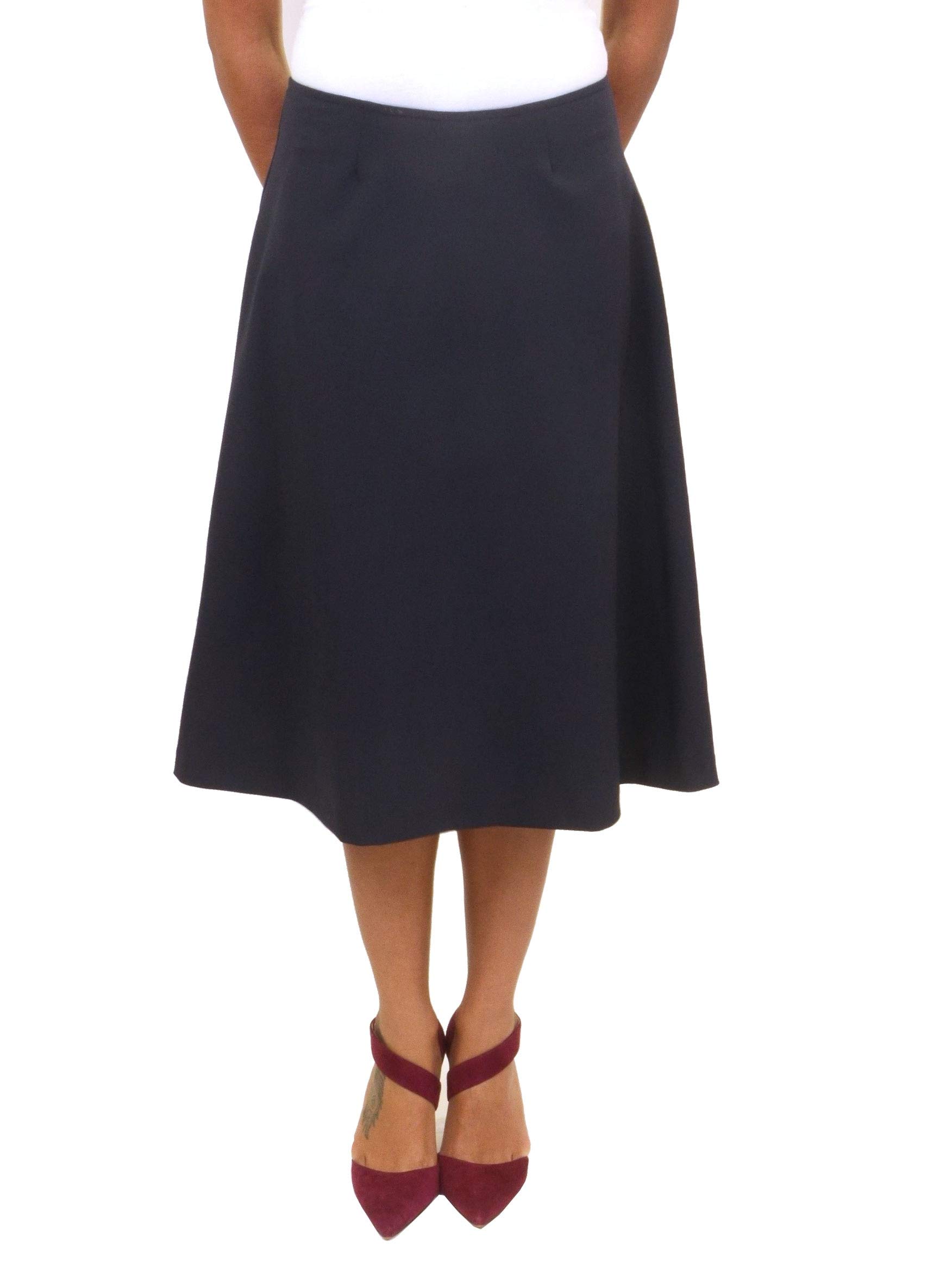 Elegant Avenue Montaigne Knee-Length Wool Circle Skirt with Stretch Waistband - Perfect for Office Wear, Cocktail Parties & Winter Fashion