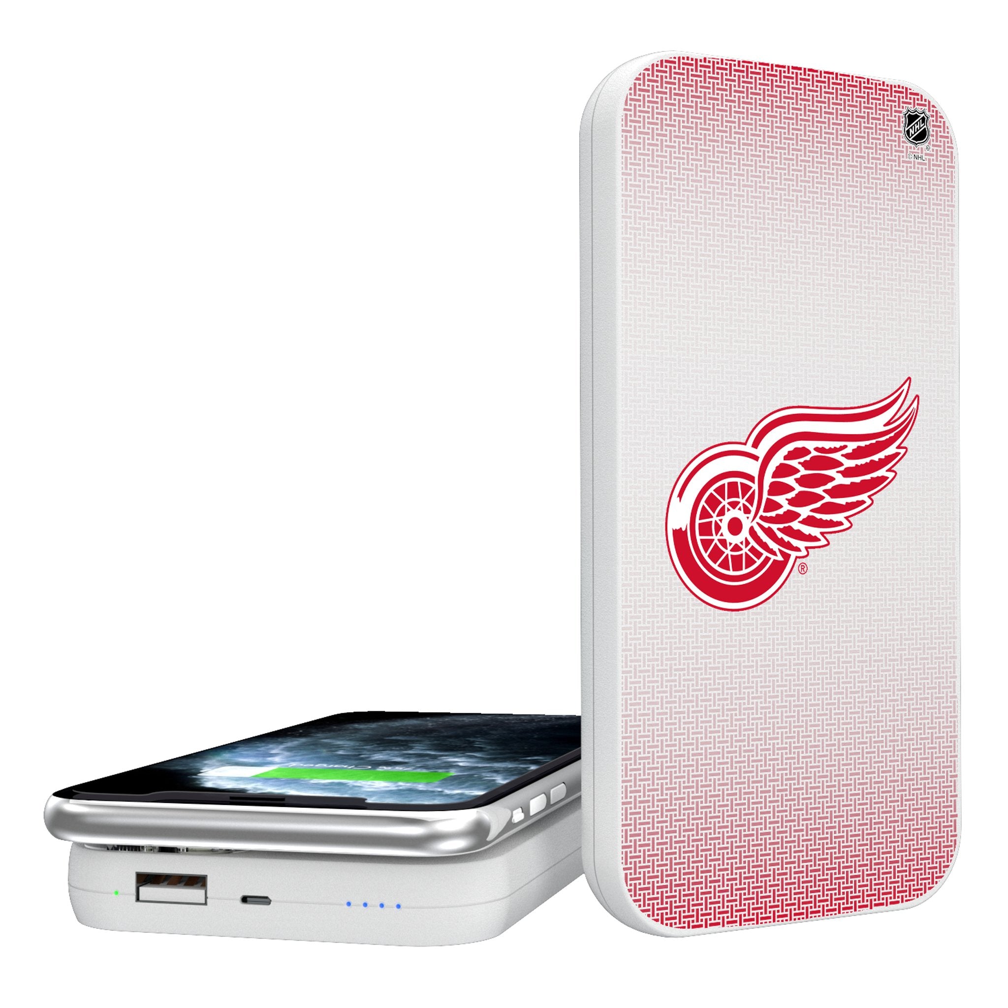 Detroit Red Wings 5000mAh Wireless Portable Charger Power Bank - Fast Charging for iPhone, Samsung, AirPods - Perfect for Travel, Camping & Game Day
