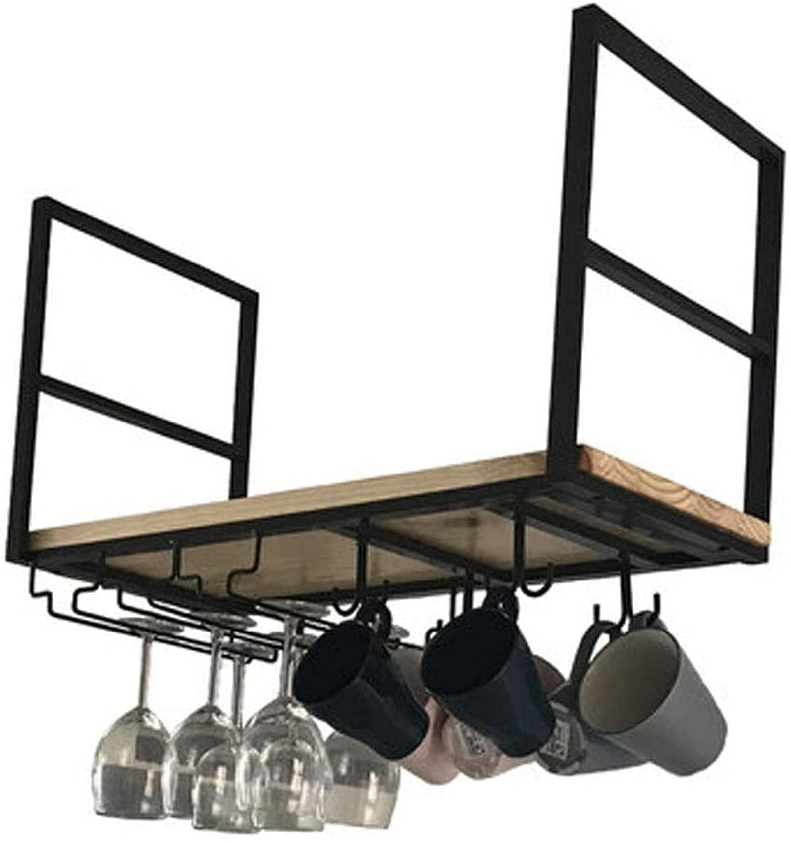 Premium Ceiling Hanging Wine Rack - Iron Wine Glass Holder & Bottle Storage Shelf for European Home Decor (60x30x50cm) - Perfect for Kitchen, Bar, Dining Room & Wine Cellar Organization