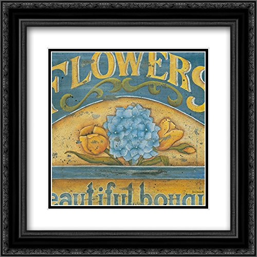 Lewis Kim 15x15 Black Ornate Framed Double Matted Museum Art Print - Hydrangea Floral Wall Decor for Living Room, Bedroom & Office