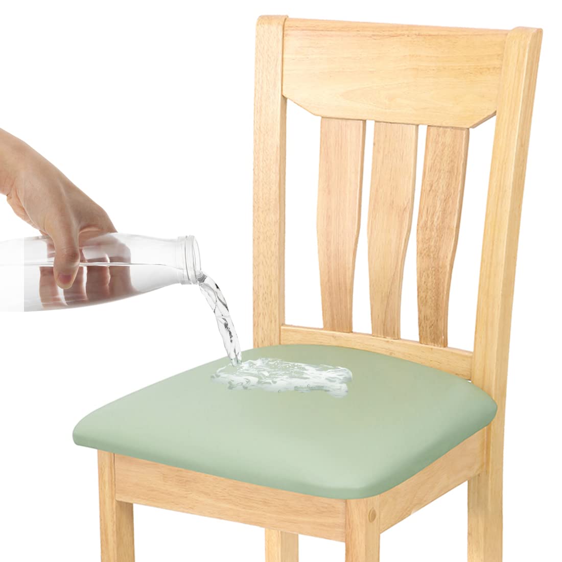Waterproof Chair Seat Covers for Dining Room Chairs - Removable Washable Upholstered Protectors, Water Resistant Decorative Slipcovers (Sage Green, Set of 4) - Perfect for Kitchen, Dining Room, Office & Outdoor Use