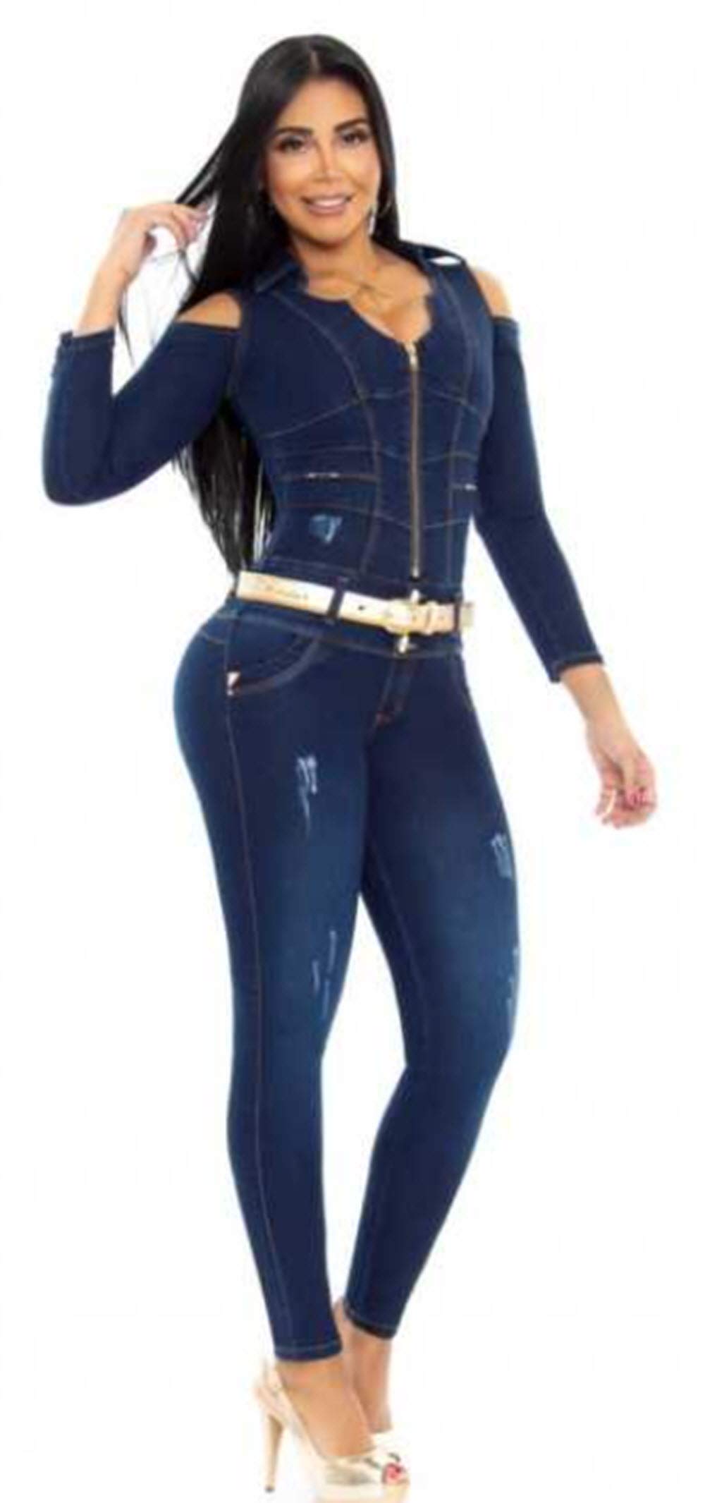 Malibu Boutique Colombian Butt Lifting Jumpsuit - Slimming Body Shaper for Women | Tummy Control & Booty Enhancement | Perfect for Parties, Date Nights & Special Occasions | Blue 6759