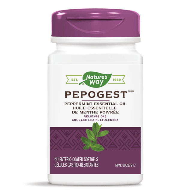 Nature's Way Pepogest Peppermint Oil Softgels - 60 Count for Digestive Support & Bloating Relief | Supports Gut Health & Comfort After Meals | Vegan, Gluten-Free Supplement for Daily Wellness