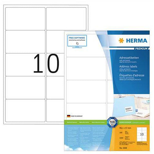 Premium A4 Label Sheets 99.1 x 57mm (4268) - Perfect for Shipping, Mailing, Office Organization & Product Labeling