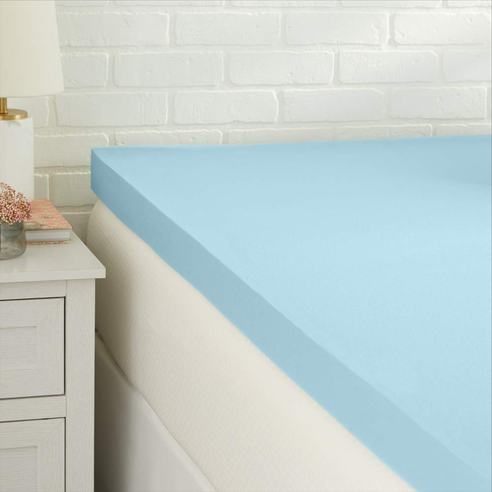 Amazon Basics Cooling Gel-Infused Memory Foam Mattress Topper - CertiPUR-US Certified, 3-Inch Twin-XL Size for Enhanced Comfort & Pressure Relief - Perfect for Hot Sleepers, Back Pain Relief & Guest Beds