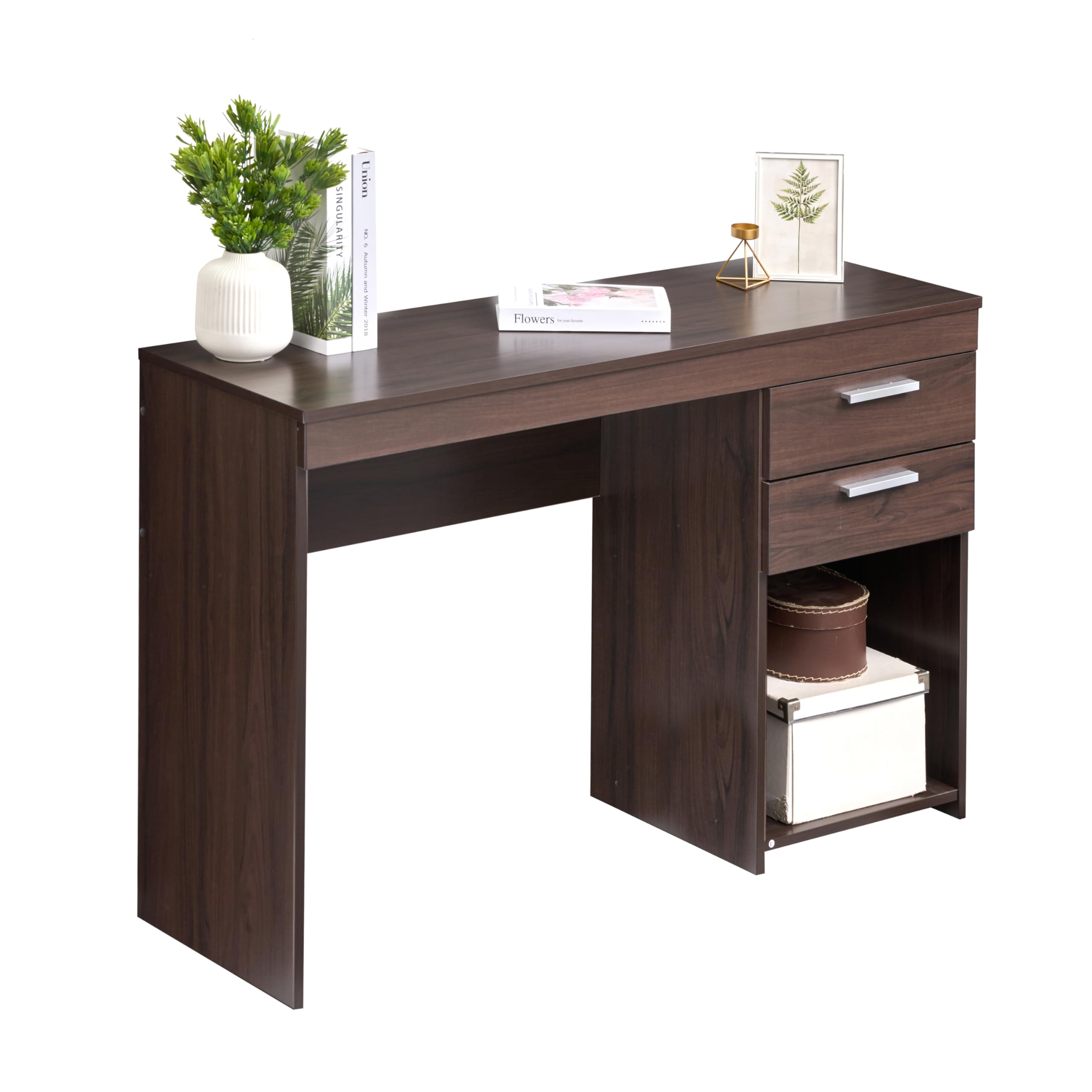 Techni Mobili 48 Inch Modern Computer Desk with Storage Drawers - Compact Home Office Desk for Small Spaces, Bedroom Study Desk in Espresso Brown - Perfect for Remote Work, Gaming & Online Learning