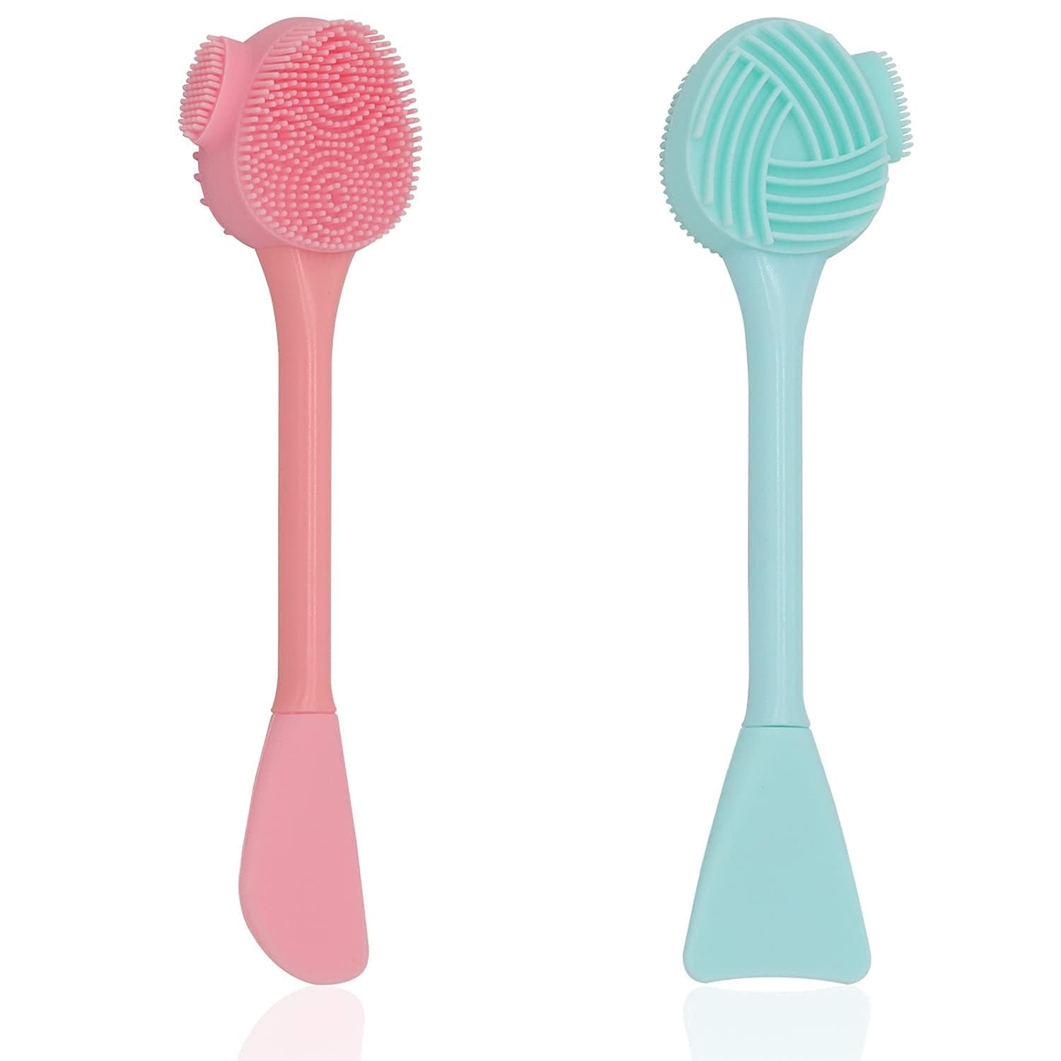 ZDQTRA Facial Cleansing Brush with Spatula - Exfoliating Scrubber for Blackhead Removal, Hairless Nose Care & Mud/Clay Mask Application - Multi-Color (Model 1) - Perfect for Spa Days & At-Home Skincare Routines