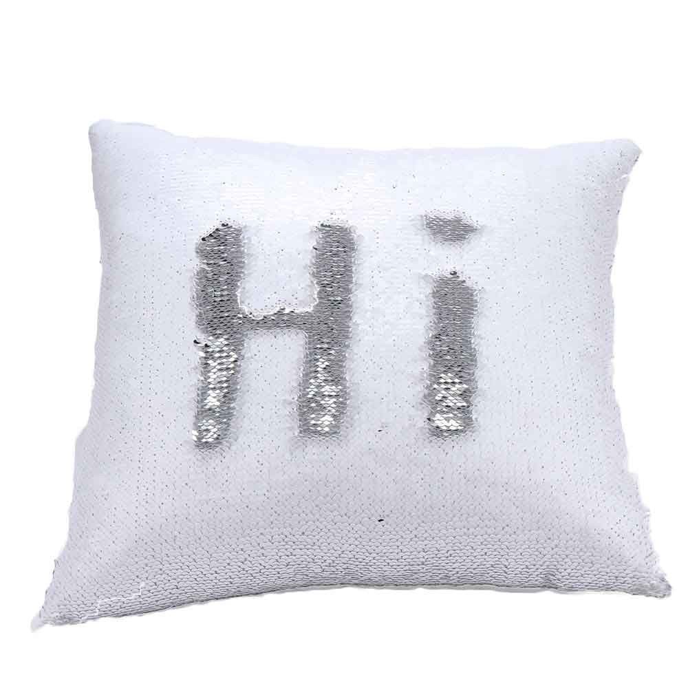 Fashion DIY Two-Tone Glitter Sequins Throw Pillow Covers - Decorative Cushion Case for Sofa, Bed, Car (White) | Home Decor, Gift Idea, Party & Wedding Accent