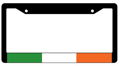 Ireland Black Plastic License Plate Frame with World Flag - Durable Car Accessory for International Travel & Auto Enthusiasts