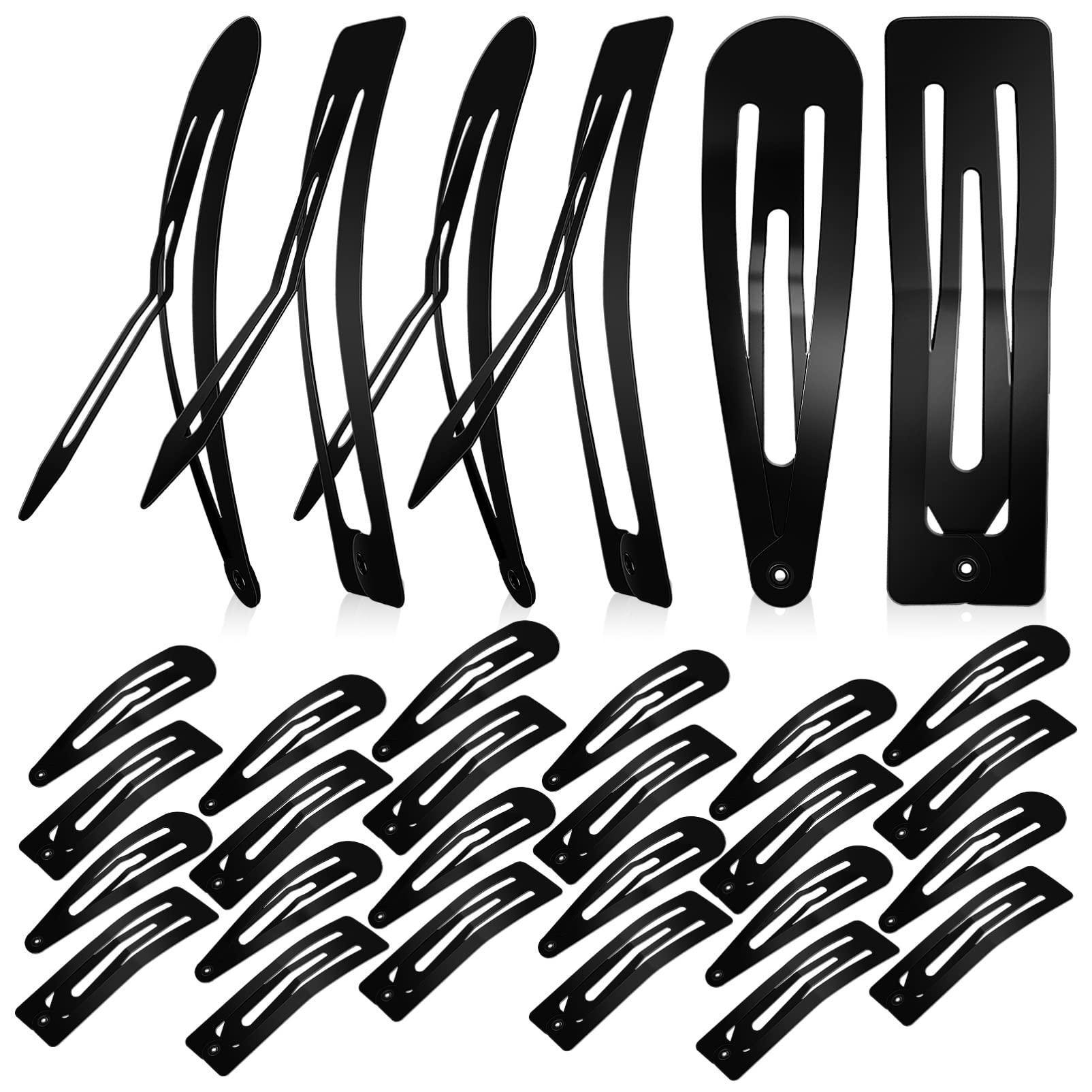 Luxshiny 30PCS Black Metal Snap Hair Clips for Women & Girls - Hair Barrettes & Hair Accessories for School, Work, Parties & Everyday Styling
