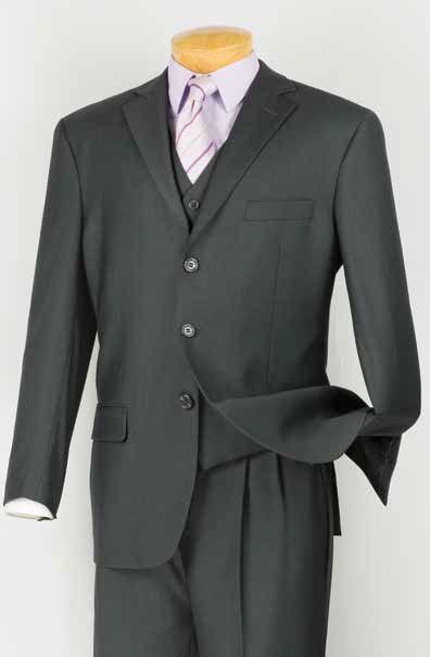 Men's Classic 3-Button Suit Set in Heather Gray | Formal Business Attire for Weddings, Office & Special Events