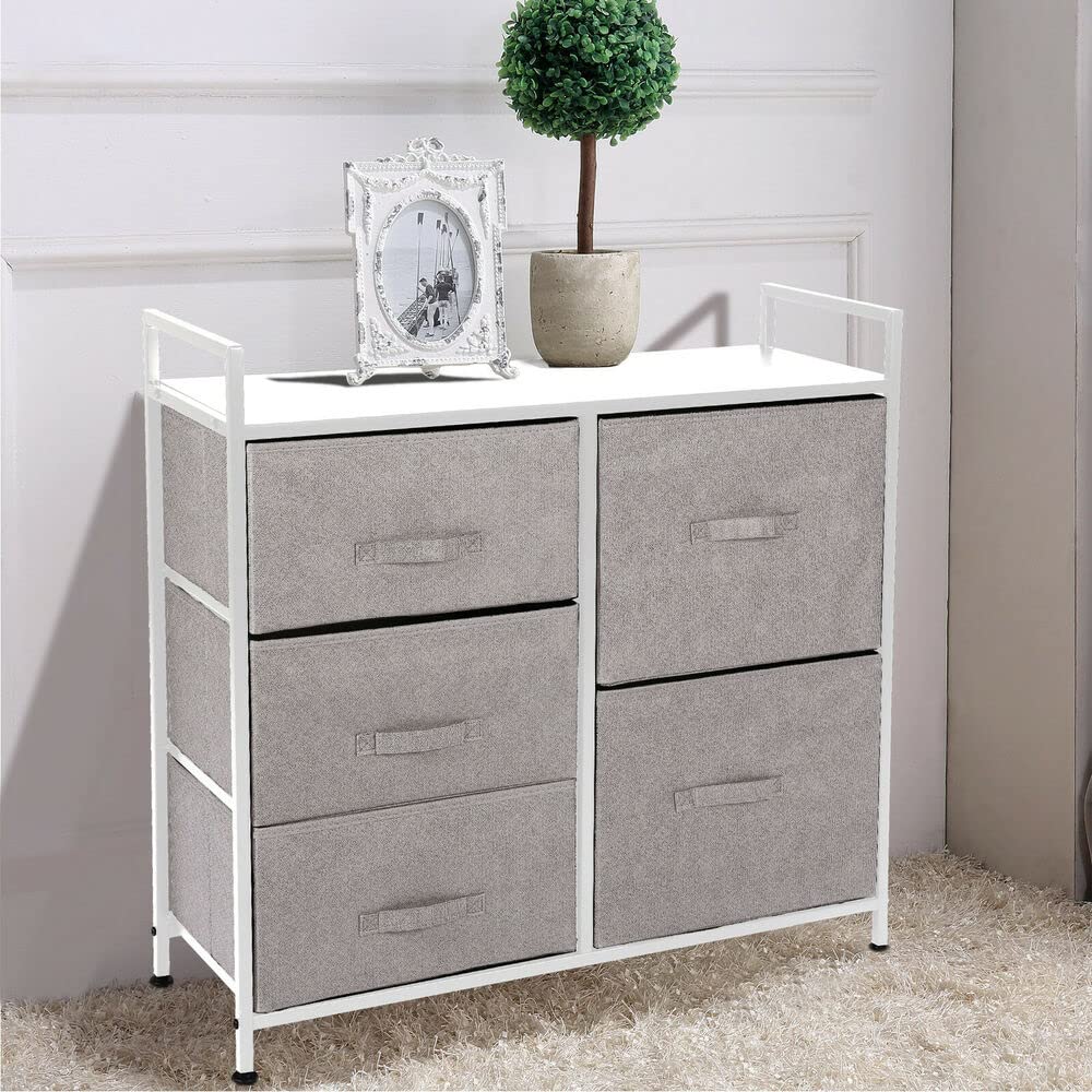 5-Drawer Fabric Storage Tower - Closet Organizer for Bedroom & Living Room | Space-Saving Dresser for Clothes, Toys & Home Organization