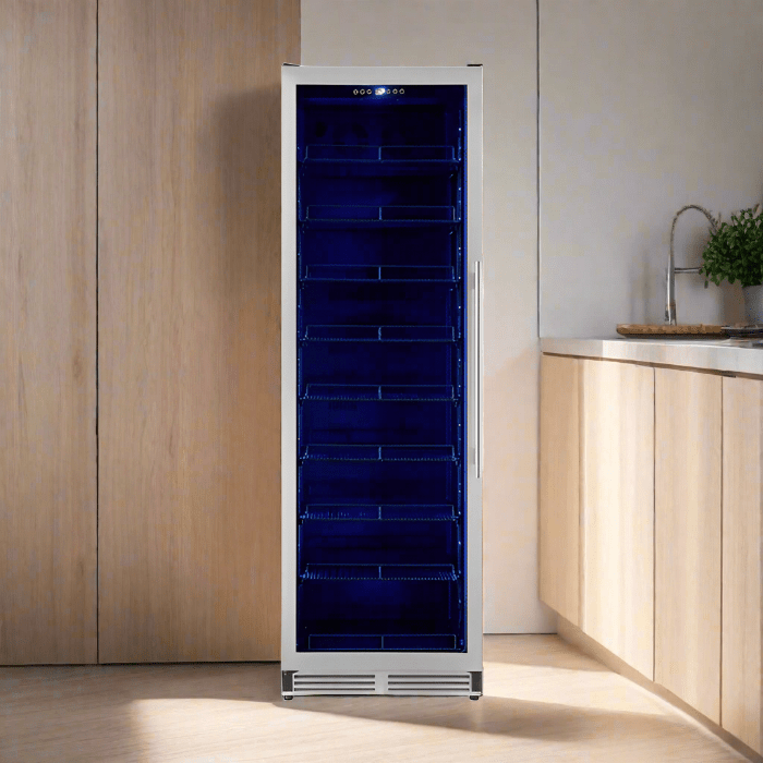 Forno Cesinali 24 Inch Stainless Steel Beverage Cooler - Energy Efficient Under Counter Fridge for Beer, Wine & Soda - Perfect for Home Bars, Restaurants & Offices (Model FBCBI6703 24S)