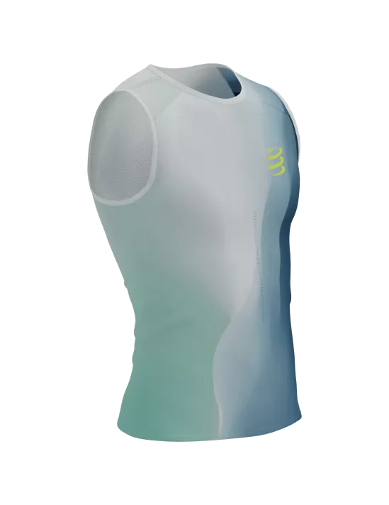 Compressport Men's Running Tank Top - Lightweight, Breathable & Moisture-Wicking Athletic Shirt for Marathon & Workout - Niagara Blue