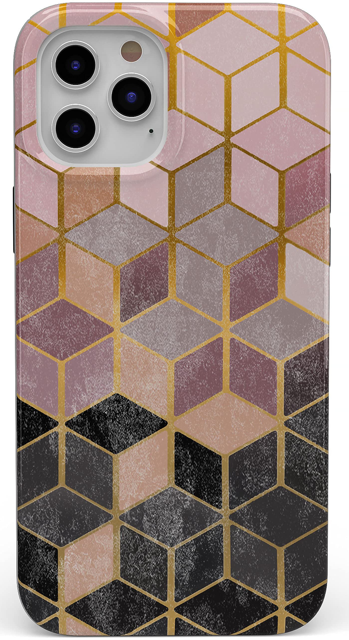 Casely iPhone 12/12 Pro Case - Geo Rose Gold Marble Phone Cover | Slim Protective Case with Premium Design for Women & Girls | Perfect for Work, Travel & Everyday Use