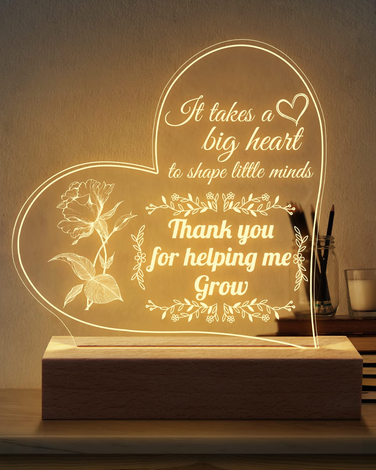 KAAYEE Personalized Engraved Night Light - Best Teacher Appreciation Gift for Women, Birthday, Christmas & Teacher's Day | Thoughtful Classroom Decor & Bedside Reading Lamp