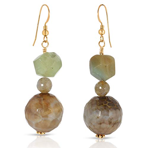 Handmade Unique Chocolate Moonstone and Labradorite Dangle Earrings - Artisan Gemstone Jewelry for Women | Perfect for Parties, Weddings & Special Occasions